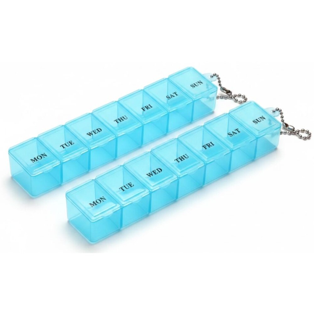 2-Pack Weekly Pill Organizer 7 Day Pill Box, Vitamin Planner, Medicine Box BLUE